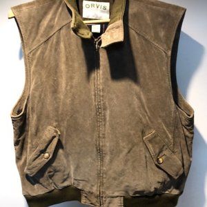 Orvis Leather Vest Men's XL with plaid lining